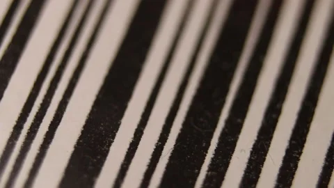 Close Up macro barocde scanning. Bar code reader. scanline is red while reading Video stock 232798014