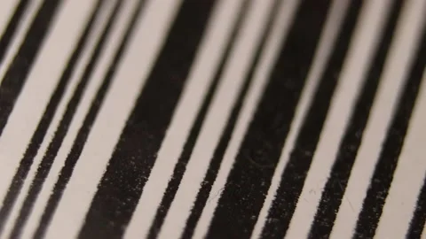 Close Up macro barocde scanning. Bar code reader. scanline is red while reading Video stock 232798149