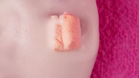 Close up macro of bento cake, birthday barbie style table for tea ceremony, girl Video stock 260757261