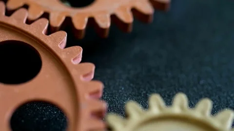 Close-up macro Clock Mechanism Works. Timelapse Clockwork Gears Working engine Stockbeeldmateriaal 336444881
