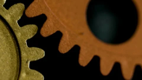 Close-up macro Clock Mechanism Works. Timelapse Clockwork Gears Working engine Stockbeeldmateriaal 336444902