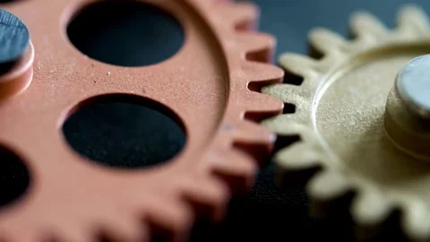 Close-up macro Clock Mechanism Works. Timelapse Clockwork Gears Working engine Stockbeeldmateriaal 336444929