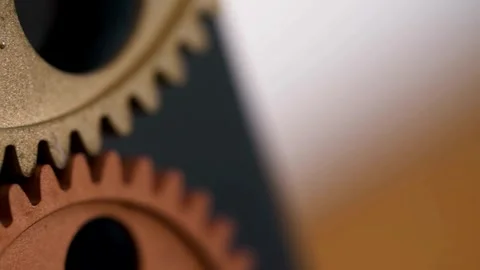 Close-up macro Clock Mechanism Works. Timelapse Clockwork Gears Working engine Stockbeeldmateriaal 336445137