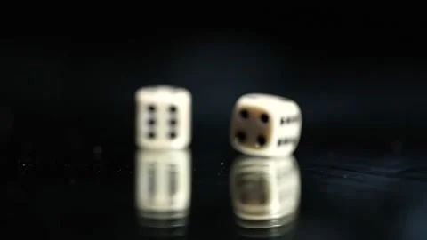 Close up macro dice roll on table slow motion Stock Footage 152862660