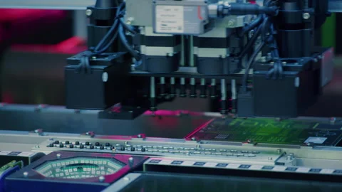 Close up macro: Electronic printed circuit board, surface mounted technology Video stock 333369713