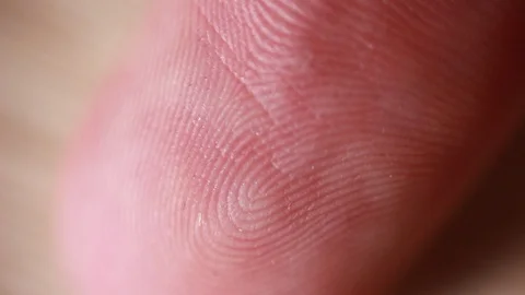 Close up macro fingertips identification Video stock 86509440