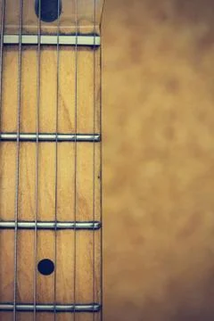 Close up macro of guitar strings vintage style Stock Photos
