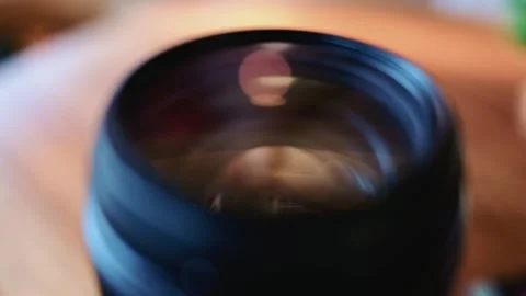 Close-up macro lens aperture opens and closes revealing reflections and bok.. Stock Footage 339117977
