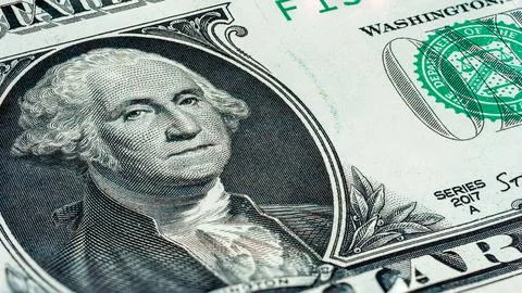 Close up macro of one dollar bill Stock Photos