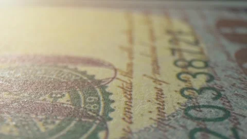 Close-up macro of a one hundred dollars bill. 4K. Stock Footage 263699114