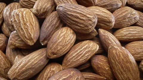 Close-up Macro Panning Shot of Almonds Stock Footage 252967398