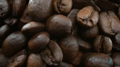 Close-up Macro Panning Shot of Roasted Coffee Beans Stock Footage 252853440