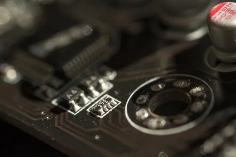 Close up macro of a PCB circuit board Stock Photos