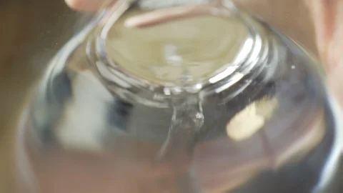 Close up macro POV shot of drinking a fresh glass of water. Stock-Footage 95152581
