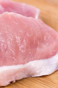 Close up macro raw pork chops Stock Photos