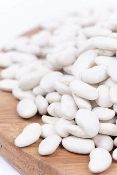 Close up macro raw white beans Stock Photos