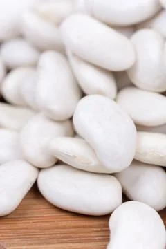 Close up macro raw white beans Stock-Fotos