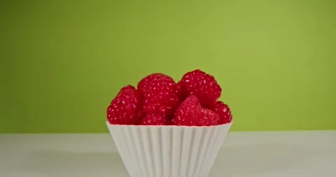 Close-Up Macro of a red raspberries fruit. Fresh, juicy raspberry, background Stock Footage 243904932
