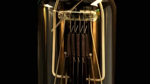 Close up macro retro bulb details. tungsten filament. strings of lamp Stock Footage 176482159