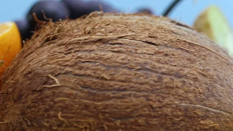 Close up macro rotating different kind of fruits 스톡 동영상 141686234