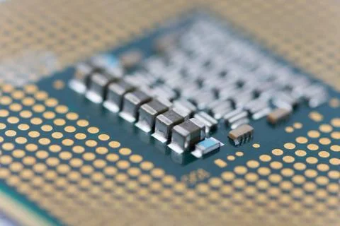 Close up macro selective focus of pc processor computer Stock Photos