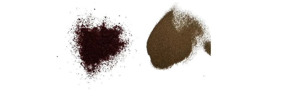 Close-up macro shot of 3 different spices in 2 parts Stock Illustration