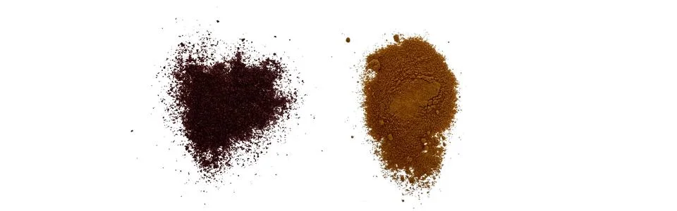 Close-up macro shot of 3 different spices in 2 parts Stock Illustration