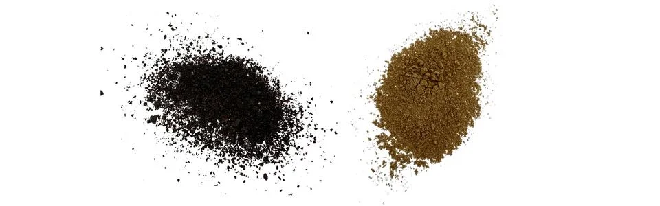 Close-up macro shot of 3 different spices in 2 parts Stock Illustration