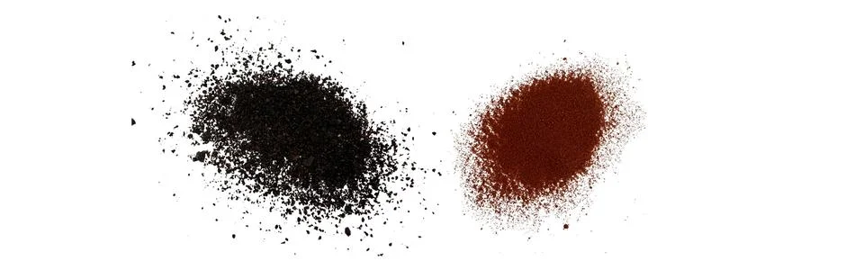 Close-up macro shot of 3 different spices in 2 parts Stock Illustration
