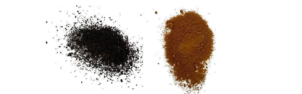 Close-up macro shot of 3 different spices in 2 parts Stock Illustration