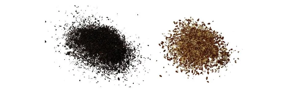 Close-up macro shot of 3 different spices in 2 parts Stock Illustration
