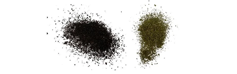 Close-up macro shot of 3 different spices in 2 parts 스톡 일러스트