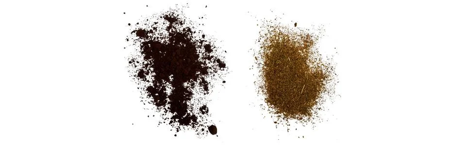 Close-up macro shot of 3 different spices in 2 parts Stock Illustration