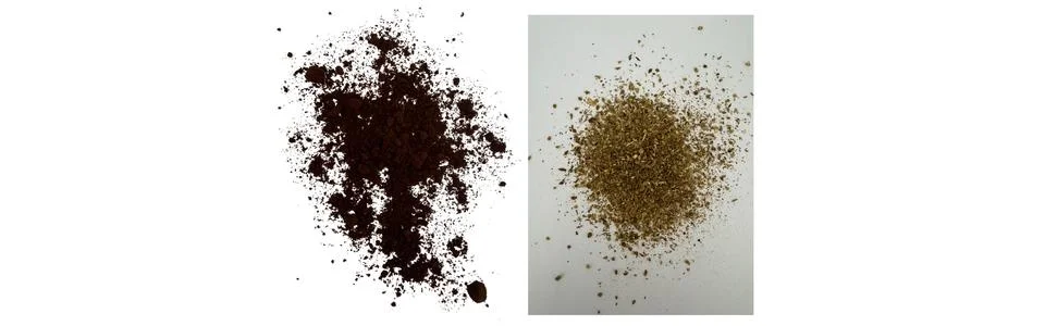 Close-up macro shot of 3 different spices in 2 parts 스톡 일러스트