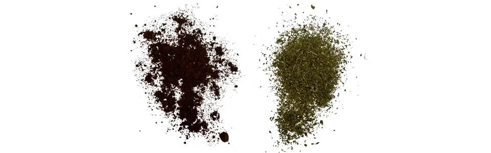 Close-up macro shot of 3 different spices in 2 parts Stock Illustration