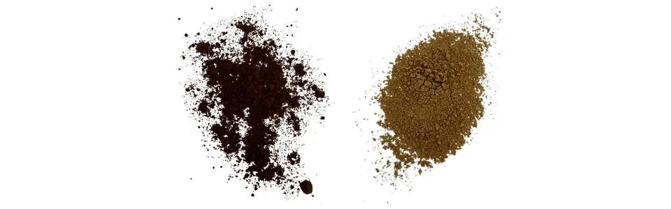 Close-up macro shot of 3 different spices in 2 parts Stock Illustration