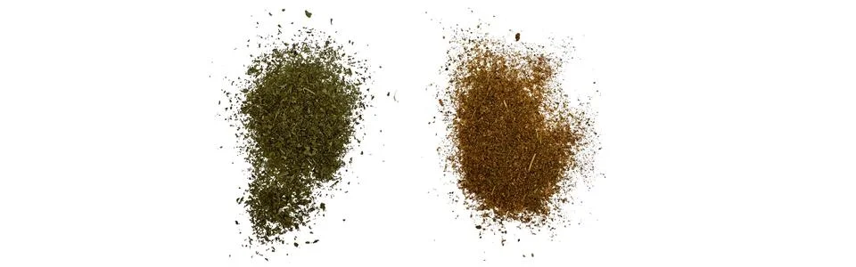 Close-up macro shot of 3 different spices in 2 parts Stock Illustration