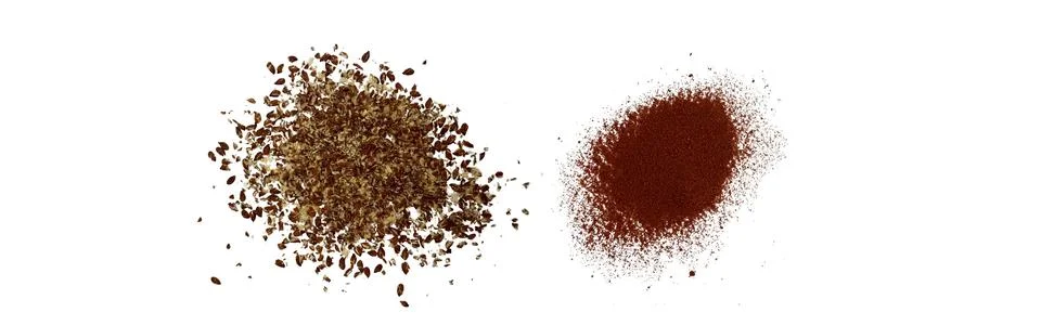 Close-up macro shot of 3 different spices in 2 parts 스톡 일러스트