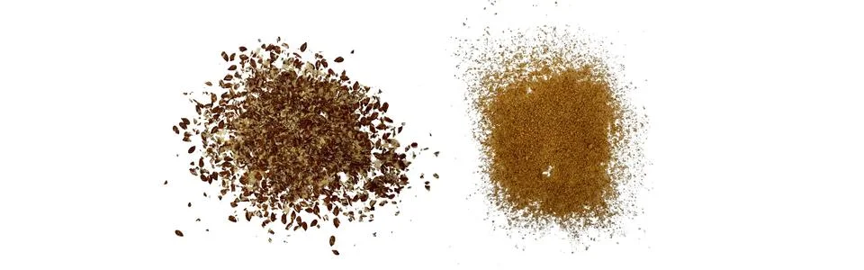 Close-up macro shot of 3 different spices in 2 parts 스톡 일러스트