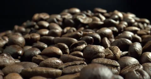 Close up macro shot of coffee bean. A detail of coffee. Concept premium coffee Stock Footage 144616090