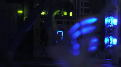Close up macro shot of computer leds in a server room Stock Footage 56055427