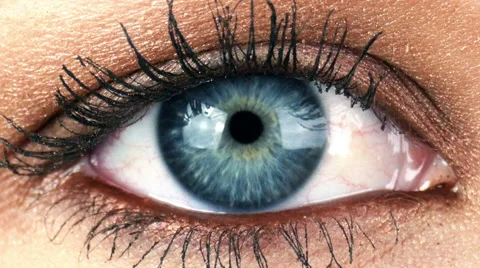 Close-up Macro Shot of Female Human Eye Blinking Stock Footage