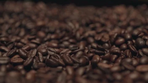 Close up macro shot of freshly roasted premium Arabica coffee beans  Stock Footage 278861211