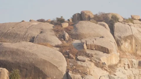 Close macro shot of hill made of large rocks Video stock 151938294