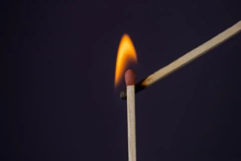 Close up Macro shot of a ignition match on a second match captured in super s Stock-Fotos