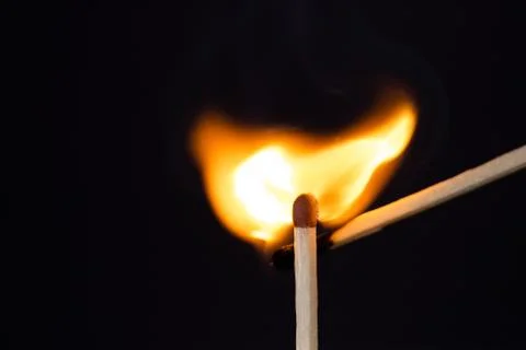 Close up Macro shot of a ignition match on a second match captured in super s Фото
