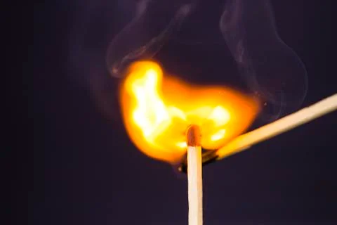 Close up Macro shot of a ignition match on a second match captured in super s Фото