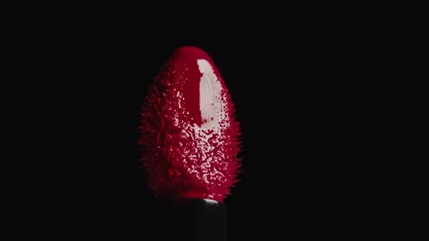 Close-up macro shot of liquid lipstick applicator Stock Footage 244040657