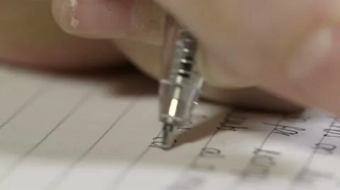 Close up Macro shot of a pen writing in an exam or school lesson. Shallow depth. Vídeos de archivo 66546776