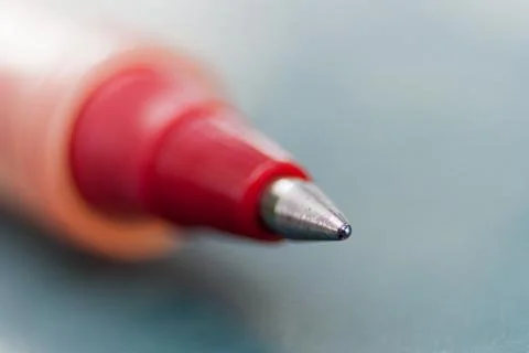 A close up macro shot of a penpoint, Tip of a ball point pen. Stock Photos